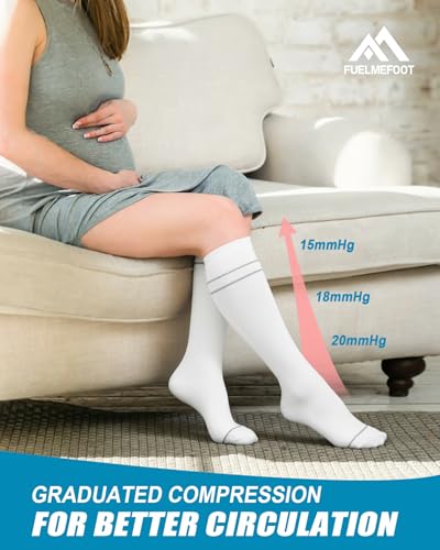 6 Pairs Compression Socks for Women & Men 15-20mmHg Knee High Socks - color: 13 - Black/Dark Grey/Brown/Light Grey/Beige/White, size: Small-Medium