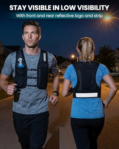 Zelvot Running Vest for Women Men, Hydration Vest with 500ml Soft Flask - color: Black, size: Large-X-Large