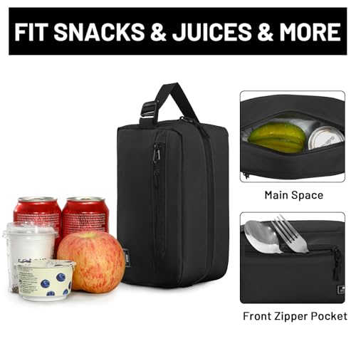 MIER Small Freezable Snack Bags Frozen Mini Cooler with 2 Gel Packs, Black - color: Black