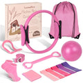 Pilates Kit for Women 13PCS, Pilates Ring Ball Resistance Bands Workout Set - color: Pink