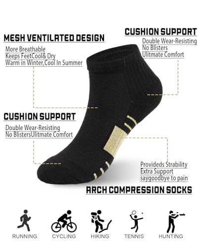 6 Pairs Copper Ankle Compression Socks for Women ＆ Man,Running Socks - color: 01-6black, size: Small-Medium