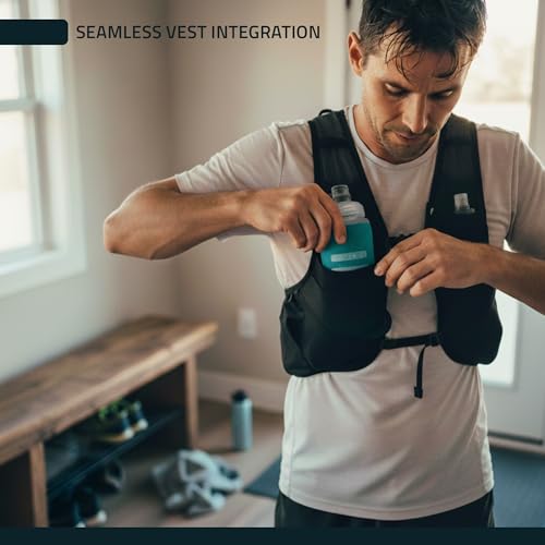 FITLY Soft Flask Running Water Bottle - Collapsible Hydration Flask - color: Blue, size: 17 Ounces