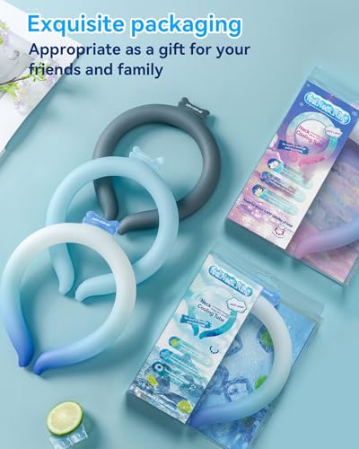 Neck Cooling Tube Wraps Ice Ring Neck Cooler Personal Ice Pack Wrap for Hot Weather Gel Reusable Wearable Gel Cooling for Summer Heat Hot Flashes Freezer Below 64.4℉ - color: Gray
