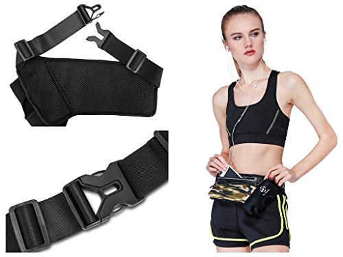 Running Belt Sport Waist Pack/Pouch w/Water Bottle Holder Hydration Fanny Pack Reflective Stripes Cellphone Storage Earphone hole for Dog walker Hiking Travel Adjustable Women/Men (Black/Camouflage) - color: Black/Camouflage