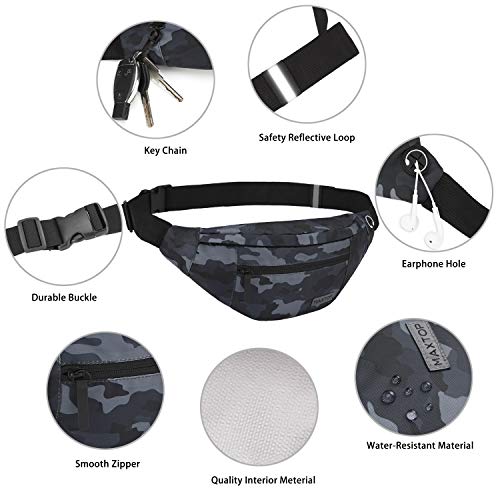 Small Camo Black Crossbody Bag Shoulder Fanny Pack with 4-Zipper Pockets - color: Camo Black, size: Large