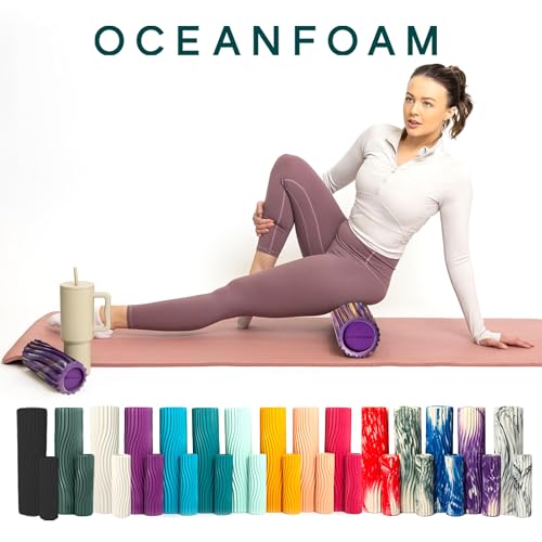 Oceanfoam Tidal Foam Roller for Exercise (Purple, Gold & Natural Marbled)