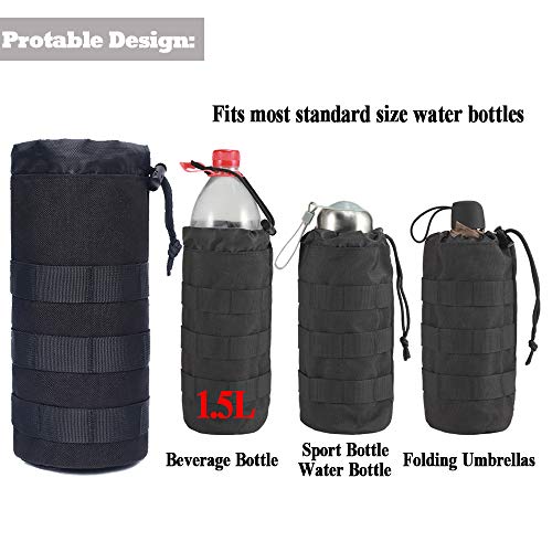 Water Bottles Pouches - 1000D Tactical Molle Drawstring 32OZ Hydration Carrier Bag - color: 2 Pack Tan