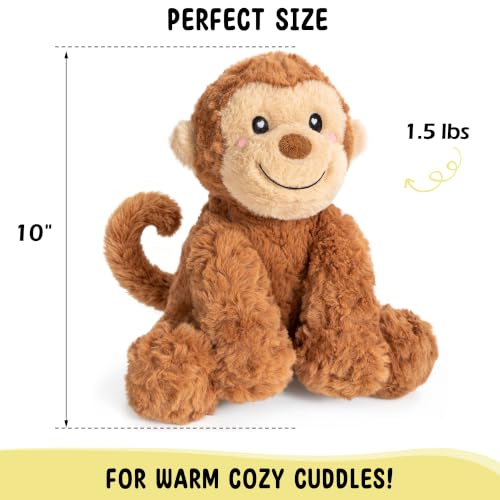 Happy Fuel Weighted Monkey Stuffed Animal, 1.5 Lbs Microwavable Unscented Monkey Plush, Stuffed Toys Heating Pad for Period Cramps Pain Relief and Anxiety, Gift for Women, Girls, Adults & Kids - color: Monkey