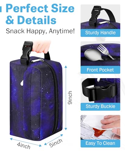 Small Insulated Lunch Bag: Reusable Small Lunch Box, Mini Soft Cooler Bag - color: Starlit Sky