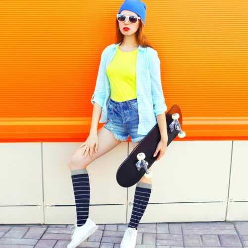 Junely Compression Socks for Women Knee High Striped Polka Dot Stockings - color: A8-navy