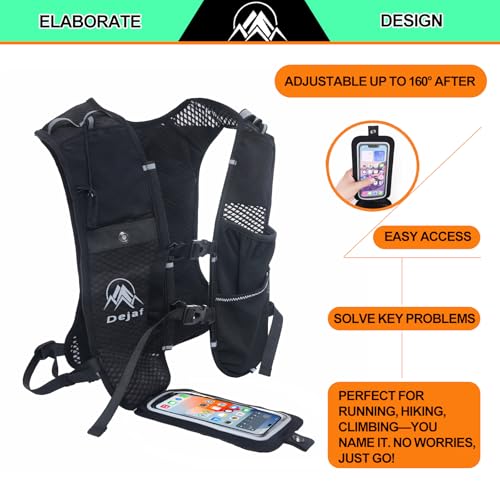Running Vest for Women Men, Lightweight (194g/8 Bags) Hydration Backpack Phone Holder Vest for Hiking Trail Cycling Race Marathon Running Essentials - color: Black