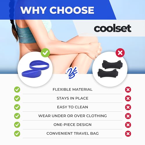 COOLSET Patella Band Knee Strap - 2 Pack Patellar Tendon Support Strap for Knee Pain Relief - Non-Slip Knee Brace for Jumper’s Knee, Tendonitis, Basketball, Running - Men, Women, Youth w/ Travel Bag (Blue) - color: Blue