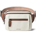 LATMAP 3L TRIPLE ZIP Fanny Packs Belt Bag For Women Men Crossbody Waist Pack Sling Chest Bum Travel Bag Purse Faux Leather Fashion Cute Beige - color: Beige W/ Brown Trim