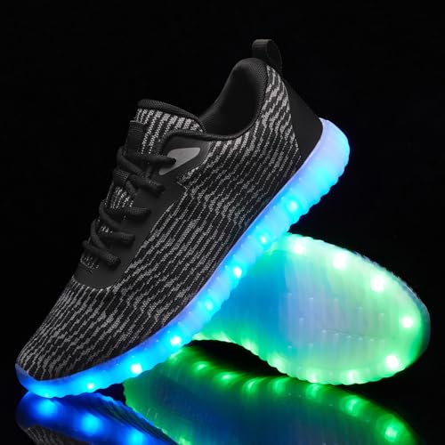 Light Up Shoes for Women Men, LED Sneakers USB Charging Unisex Adult Glow Party Cool Dancing Shoes - color: Black, size: 13 Women/12 Men