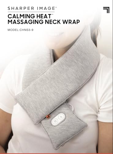 Calming Heat Neck Wrap by Sharper Image with Power Pack | Weighted Copper & Charcoal, Heating Pad, Auto Shut-Off Feature, Gift for Holidays, Women & Men | 3 Heat & 3 Vibrating Massage Settings - size: Neck Wrap with Power Pack - 9 Combinations