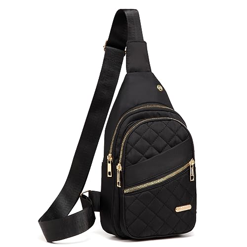 AOSTIHOT Crossbody Sling Bag Small Sling Backpack for Women, Chest Daypack Crossbody Shoulder for Travel Sport Running Hiking Black - color: Black