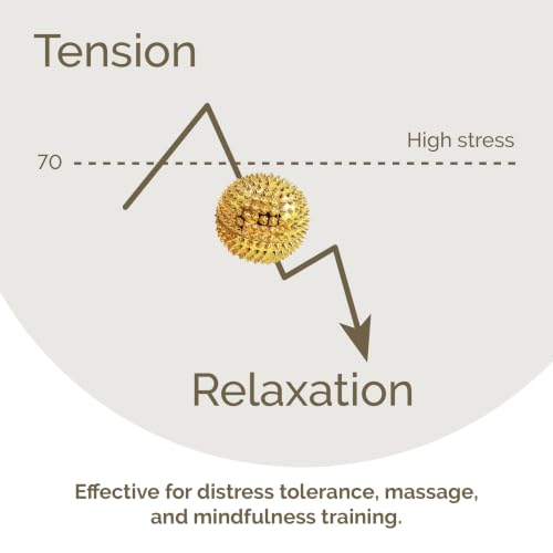 2X Spiky DBT Skill Balls | Magnetic Stress Relief Balls | Spiky Massage Balls for Relaxation, Tension Release, Focus & Mobility (Gold, 2 Inch) - color: Gold, size: 2 inches