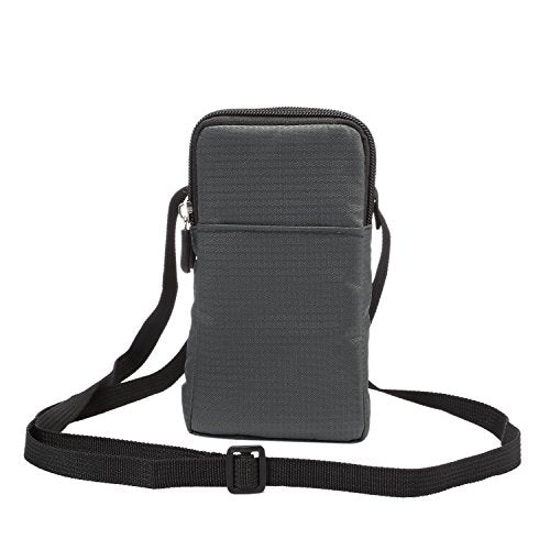 Vertical Phone Belt Purse, Cellphone Shoulder Bag Mens, 6.9 Inch Mobile Phone Holster Waterproof Cellphone Pouch Neck Wallet Mini Crossbody Bag Outdoor Passport Packet with Carabiner and Belt Loop - color: Dark Gray 6.9 Inch (10*18*3.5 CM)