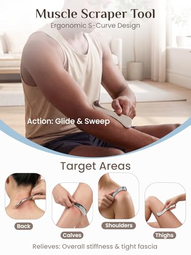 Rena Chris Stainless Steel Muscle Scraper Tool and Acupressure Pen 2-Pieces