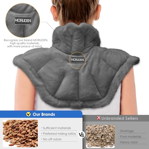 MORLIDEN Microwavable Neck Wrap Warmer&Shoulder Weighted Hot Cold Compress - color: Dark Gray, size: 1 Count (Pack of 1)