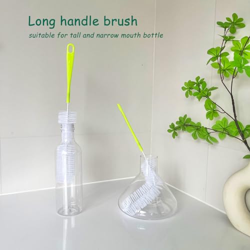 3 Pcs Water Bottle Brush Cleaner Set, 5 in one Bottle Cleaning Brush - color: White-green