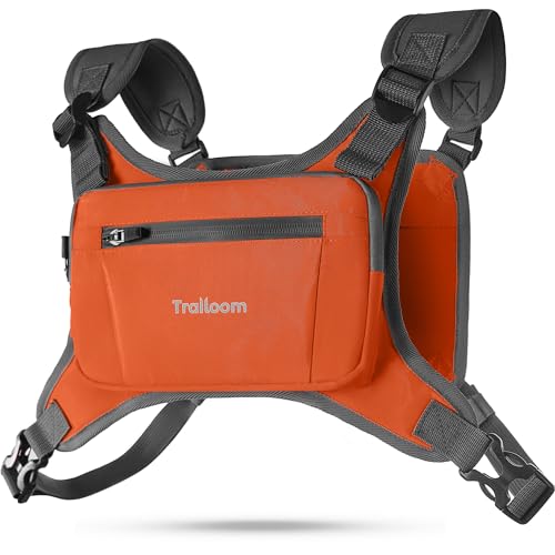 Running Chest Pack, Reflective Vest, Water Repellent, Phone Holder, Workout Bag for Runners, Cycling, Biking, EDC Pouch, Jogging Carrier, Hidden Pocket, Men & Women, Lightweight - color: Orange
