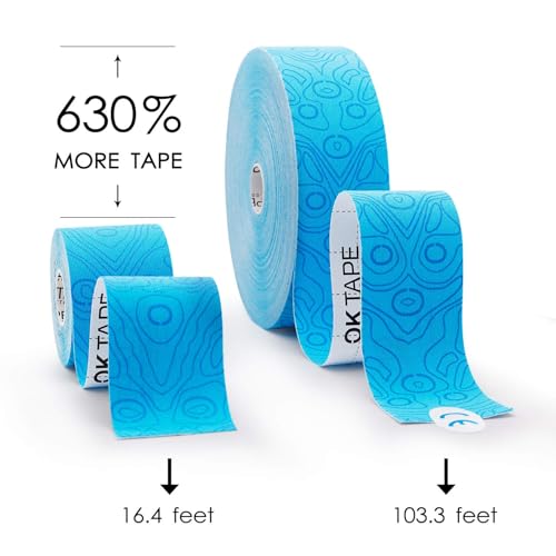 (2in X 103 Feet) OK TAPE PRO Bulk Kinesiology Tape, Original Elastic Latex Free Kinesiology Therapeutic Tape, Free Cut Printed - color: Black+black
