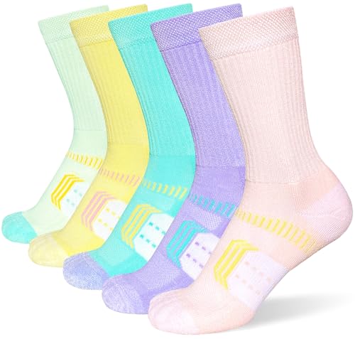 Suaskk Womens Cushioned Breathable Athletic Running Crew Socks 5 Pairs - color: Colourful 5 Pairs, size: 6-9