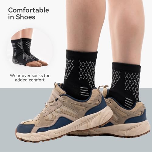 INDEEMAX 2 Pack Ankle Brace & Ankle Compression Sleeve for Women Men - color: Black, size: Medium