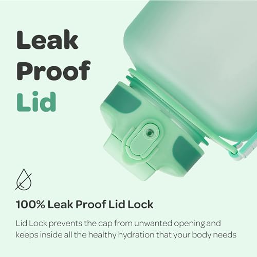 Hydracy 2L Large Water Bottle, Shatterproof, BPA Free Tritan Plastic, Leakproof, Zero Condensation, With Detachable Carry Strap, Spillproof Lid, Convenient Silicon Spout, Ideal for Gym, Yoga - color: Aqua Green, size: 64 oz