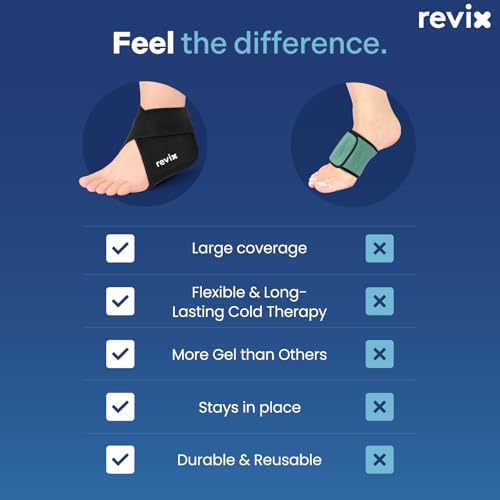 REVIX Heel Ice Pack Wrap for Plantar Fasciitis & Heel Spurs, Hot & Cold Gel