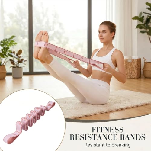 Resistance Bands for Legs: Numbered Stretch Bands for Exercise Yoga - color: Pink