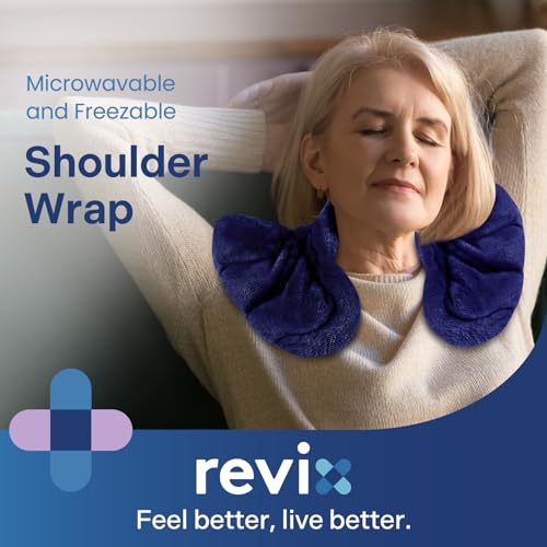 REVIX Microwave Heating Pad for Neck & Shoulders, Weighted Moist Heat Wrap - color: Navy