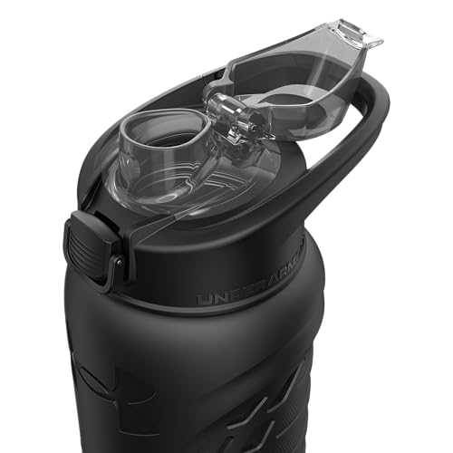 Under Armour 24Oz Stainless Steel Water Bottle, Insulated, Carabiner Easy Carry Hook, Leak Proof, Kids & Adults, All Sports, Gym - color: Solid Black