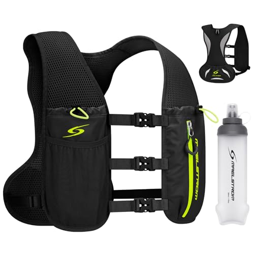 Maelstrom Running Vest, Lightweight Hydration Pack with 500ml Soft Flask - color: Black