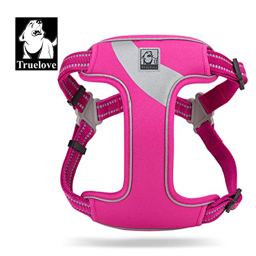 TRUE LOVE Step-in Dog Harness, Reflective, Breathable, Fushcia, M - color: Fushcia, size: M