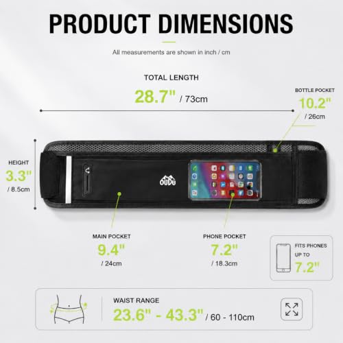 Simptech 360° Ultra-Thin Running Belt Bag- Honeycomb Breathable Fanny Pack for Men Women, Lightweight 98g Fitness Waist Phone Holder Pouch for Hiking Cycling Travel Jogging Workout (New Black)