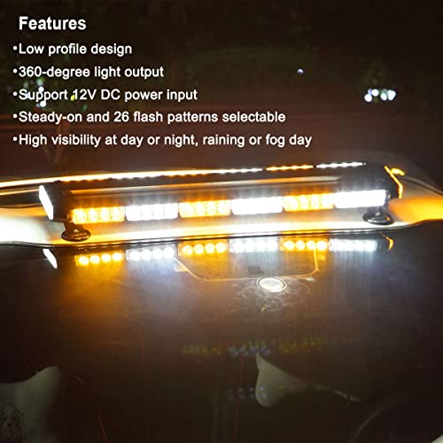 WOWTOU Rooftop Safety Flashing 56 LED Amber White Emergency Light Bar for Construction Vehicles Tow Trucks Snow Plows, Strong Magnetic Strobe Beacon Lights - color: Amber / White
