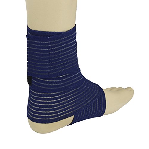 BXT Elastic Breathable Wrap Ankle Support Brace Compression Knee Elbow Wrist Ankle Hand Support Wrap Sports Bandage Strap with Hook & Loop Fastener Straps(A PIECE) - color: Blue, 27.5 inch