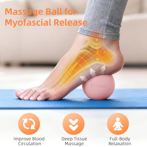 BESKAR Foot Massage Roller Purple & Massage Lacrosse Ball Pink