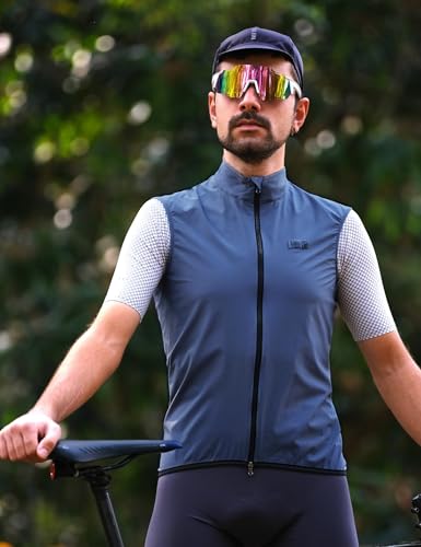 LAMEDA Cycling Jacket for Men Women, Windproof Lightweight Packable Cycling Windbreaker Bicycle Clothing Jacket - color: Haze Blue, size: Medium