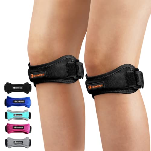 CAMBIVO 2 Pack Patella Tendon Knee Straps, Knee Brace for Women & Men with Extra Straps, Patella Bands for Pain Relief, Osgood Schlatter, Jumper’s Knee, Tendonitis, Running, Basketball, Volleyball - color: Orange