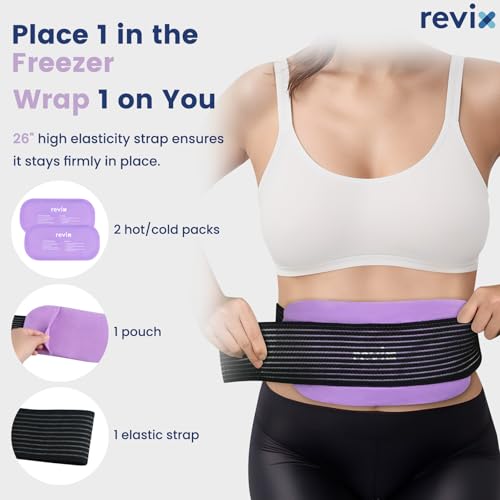 REVIX 2-Pack Gel Ice Packs Reusable, Hot Cold Gel Packs with Straps - color: Purple, size: Medium 10 x 5 Inch