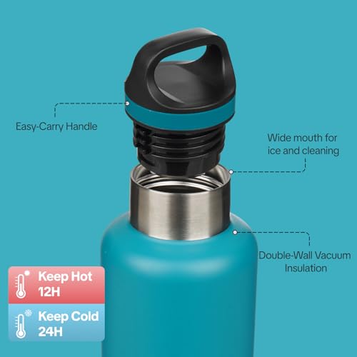 BJPKPK 32oz Insulated Water Bottle Stainless Steel Water Bottle with Handle - color: Laguna, size: 32 Ounces
