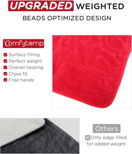 Comfytemp Weighted Heating Pad for Period & Back, FSA XL Heat Pad, 12"x24" - color: Red