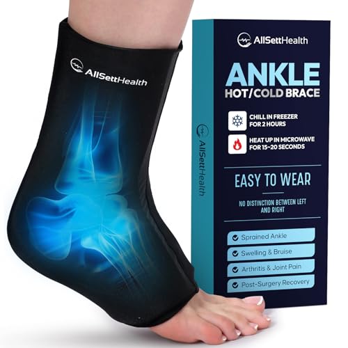 Ankle Ice Pack Wrap for Foot Pain, Hot/Cold Compression Sleeve Medium