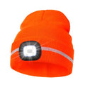 MELASA Reflective Stripe Beanie with the Light, Warm Hat with Light Outdoor - color: Orange