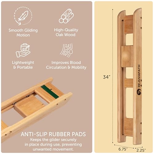 Knee & Hip Rehab Glider – Physiotherapy Equipment for Stroke Rehab, Recovery Aids, Slide Board for Post-Surgery & Injury – Lightweight Oak Design, Improves Mobility & Circulation