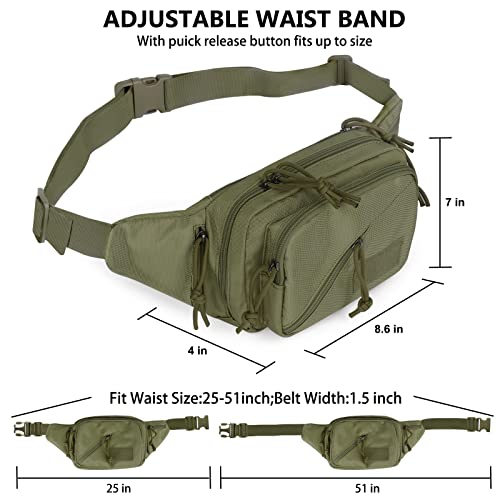 Concealed Carry Pistol Waist bag Tactical Conceal Carry Pistol Bag Fanny Packs Handgun Holster Pouch with Bottle&Gun Holder Fits 1911 Glock etc - color: Green