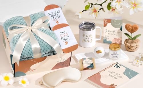 Get Well Gifts Basket for Women After Surgery Recovery Cancer Care Package - color: Dusty Blue